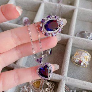 Love Heart Necklaces and Earrings Silver Tone Gold Tone Jewelry Sets Birthday